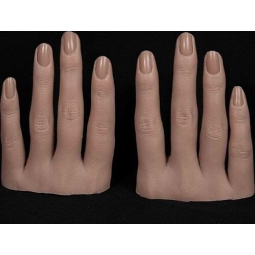 High-qualit Silicone Nail Art Training Hand mannequin Fake four Finger Natural Tips Manicure Tool Nail Practice Model doll D073