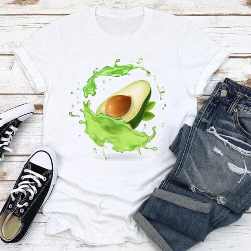 Women Clothes Summer Avocado Fruit Printing 2021 Fashion Short Sleeve Print Cartoon Tshirt Female Tee Top Graphic T-shirt