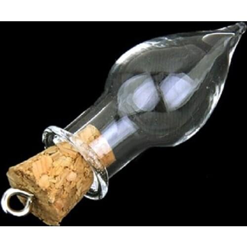 10 Pcs Tear Drop Glass Bottles with Cork Top DIY Pendants Wishing Bottles Jars