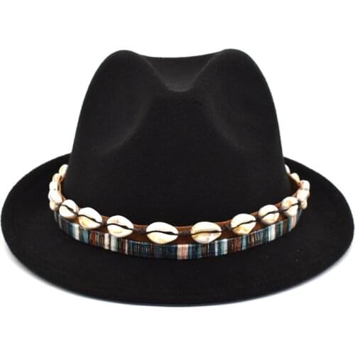 2020 Elegant Ladies Black Winter Warm Hat Mens Fedora Small Edge Classic Jazz Hat Felt Wool Imitation Wool Hat F33