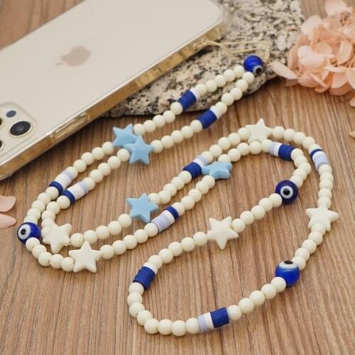 2021 Trendy Star Pearl Mobile Phone Chain For Women Fashion Long Beaded Phone Case Hang Cord Girl Anti-lost Lanyard Jewelry Gift