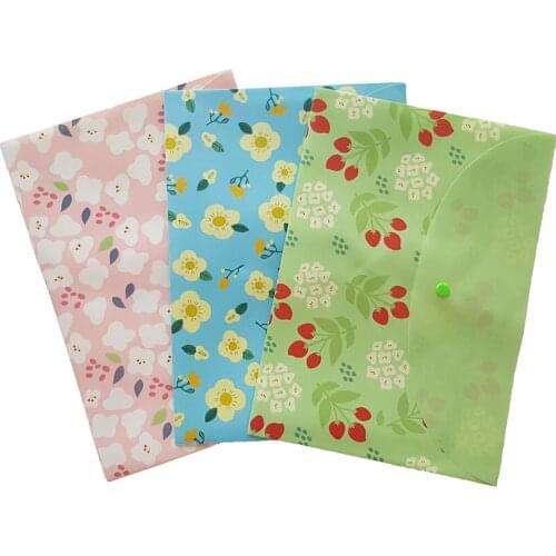 24pcs/lot New A4 Chinese wind flower Frosted plastic file bag PVC necessary portfolio office stationery wholesale