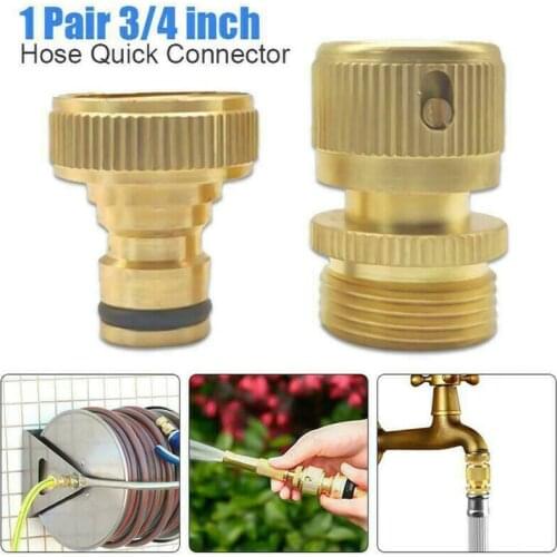 3/4" Garden Water Hose Connector Male & Female Brass Quick Connect Fitting For Watering & Irrigation Water Connectors