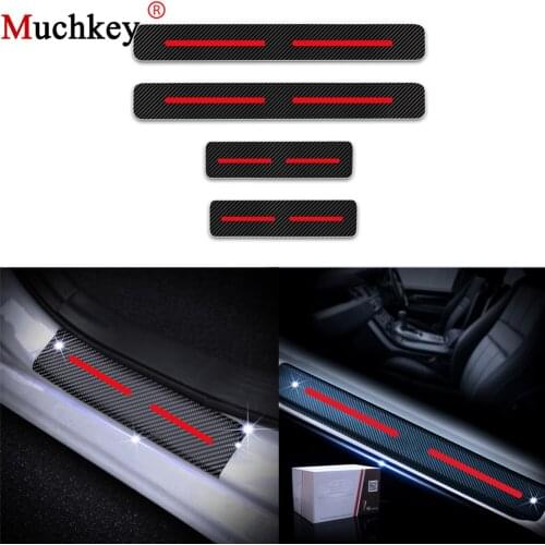4Pcs Car-Styling Car Door Sill For Jeep Patriot 2007 To 2017 4D Carbon Fiber Sticker Door Step Protector Stickers