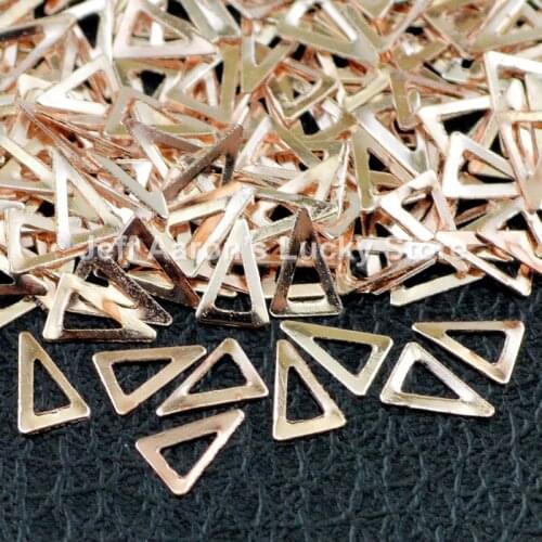 500PCS champagne gold metal nail art decorations studs nails accessoires supplies tools Isosceles triangle
