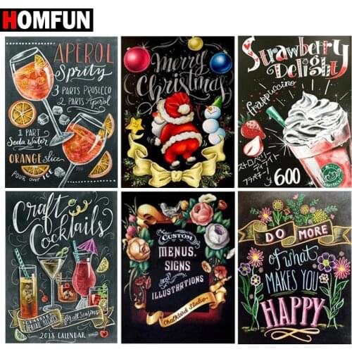 HOMFUN Diamond Painting Full Square/Round Diamond "Text picture landscape"Pattern Embroidery Cross Stitch 5D Rhinestone Painting