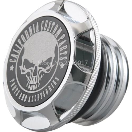 Motorcycle Aluminum California Skull Chrome Fuel Gas Tank Oil Cap Cover For Harley XL Dyna Softail Touring Road King Trike