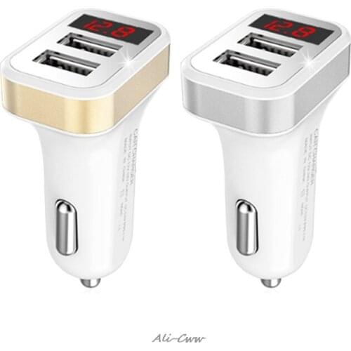 Car Charger Digital LED Display 2.1A Dual USB Port for iPhone iPad Samsung Xiaomi LG Huawei Phone Charging Adapter
