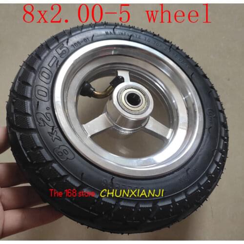 8x2.00-5 DIY tubeless wheel tyre with alloy hub ,bearing inner diameter 12mm for KUGOO S1 S3 Electric Adult Scooter