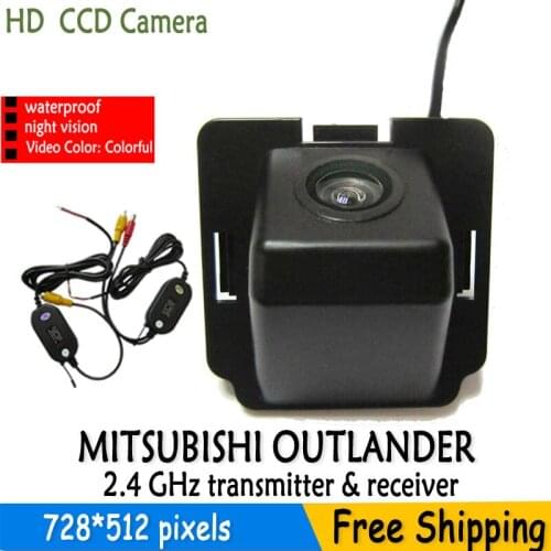 Wireless car parking in rear view camera with parking liens night vision waterproof HD CCD for Mitsubishi Outlander 2007-2010