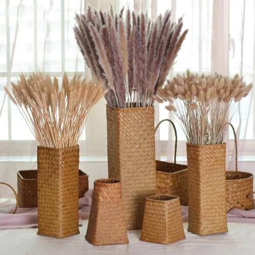 Seaweed Woven Flower Basket Handmade Decor Vase for Home Arrangement Flower Basket Bottle Seagrass Baskets Woven Vase Ornaments