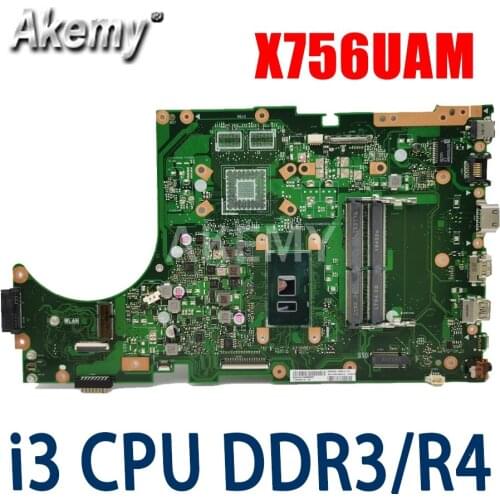 For ASUS X756UAM X756UAK X756UA Mainboard Motherboard i3 CPU GMA GPU DDR3 90NB0A00-R00040