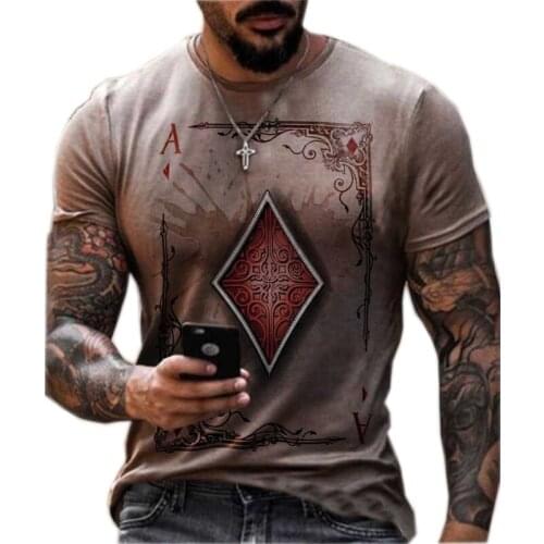 New Summer Clothes Oversize Short Sleeved Men T-shirt Fashion Casual Streetwear Punk Poker Printing Vintage Tshirt For Mens Top