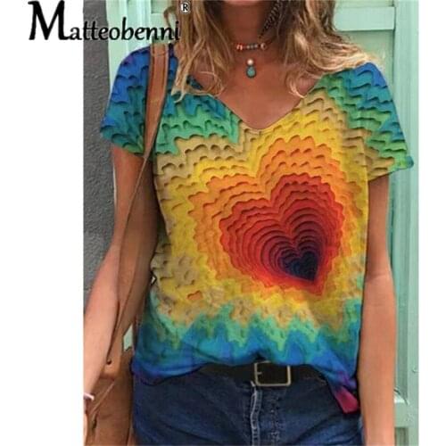 Butterfly 3D Pattern T-shirts Womens Short Sleeved V-neck Casual Summer Gorgeous Top Blusas Elegantes Mujer Beautiful T-shirts