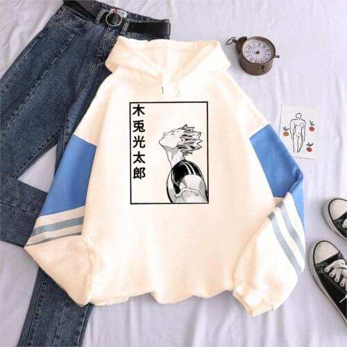 Haikyuu Kotaru Bokuto Anime Patchwork Hoodie Sweatshirt Manga Shoyo Volleyball Creative Pullover Harajuku Tracksuit Male Hoodies