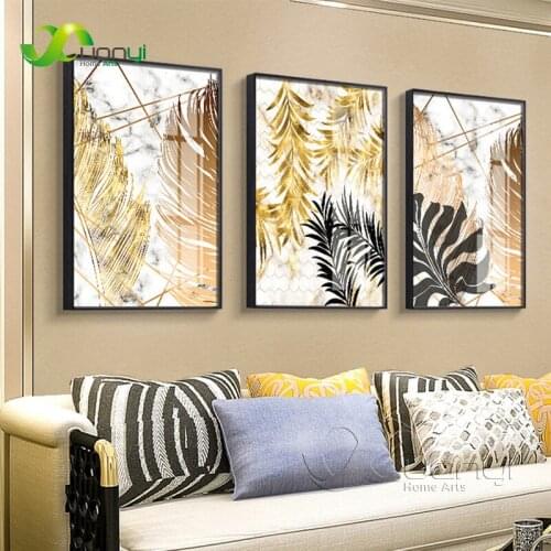 Canvas painting Modern Decor Nordic Plants Golden Leaf Posters And Print Wall Art Pictures For Living Room Bedroom Dinning Room