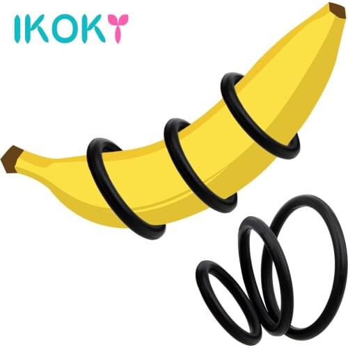 IKOKY Penis Rings Elastic Sex Toys for Men 3 Pieces/Set Cock Ring Semen Lock Ring Delay Ejaculation Adult Product