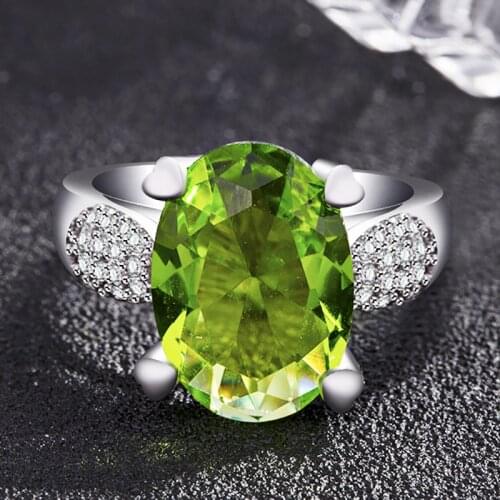 Charms Apple Green Gemstone Rings Top Brand Sterling Silver 925 Jewelry Ring For Women Party Wedding Rings Size 6 7 8 9 10