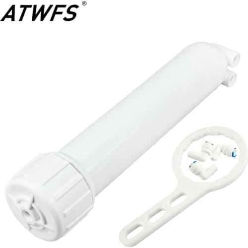 ATWFS Reverse Osmosis Membrane Housing 1812/2012 with Thread 1/8" Quick-Connect Fittings for 50/75/100/150GPD-White