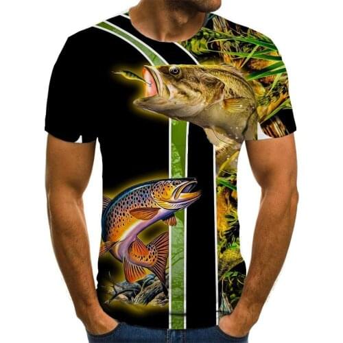 Brand Fish T-shirt Men Animal Tshirts Casual Hip Hop Funny T shirts Mens Clothing Hip hop New Slim O-Neck2021