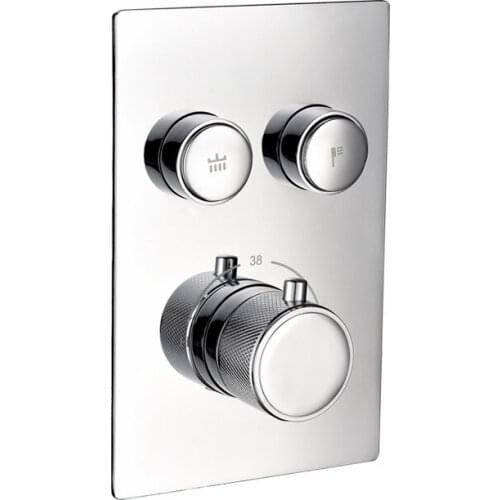 Copper chrome-plated concealed shower mixing valve, in-wall hot and cold thermostatic valve, embedded temperature control valve
