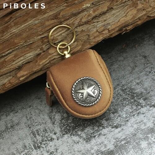 Retro Genuine Leather Mini Coin Purse Handmade Girls Wallet Travel USB Cable SD Card Holder Wallets Zippet Earphone Bag Pouch