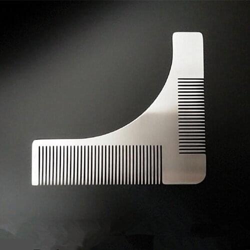 MC Silver Stainless Steel Comb For Men Cutting New Style Tool Creative Angle Mold Beard Combs Shaving Mustache Beauty Tools