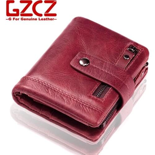 GZCZ New Genuine Leather Women Wallet Female Purse Best Phone Case Phone Pocket Short Original Leather Womens Handbag Carteira