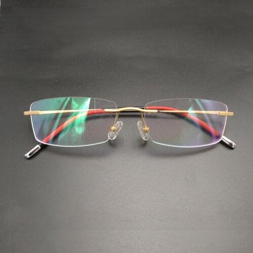 B Pure Titanium Rimless Glasses Frame Men Prescription Eyeglasses Myopia Optical Frames New Vintage Square Eyewear