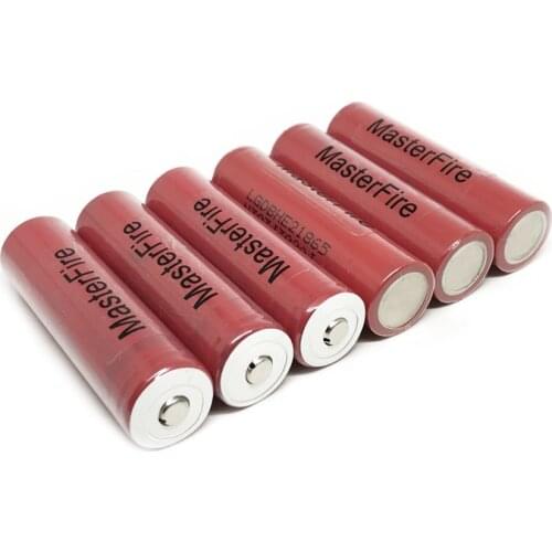 MasterFire 6pcs/lot Original ICR18650HE2 2500mah lithium 18650 battery HE2 rechargeable e-cigs batteries cell 30A + Point Head