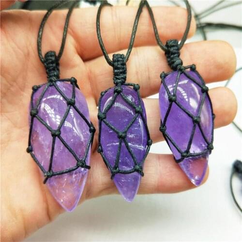 6pcs/lot Natural Stone necklace amethysts drop pendant for Jewelry Hand Making Accessories Free