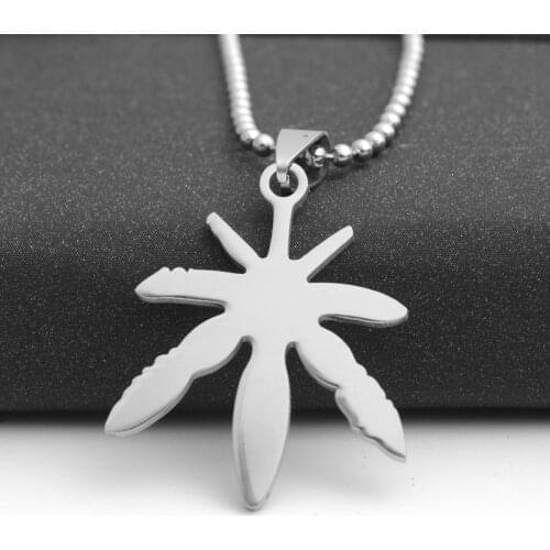European American Canada Jamaica Hemp Maple Leaf Necklace African Plants Tree Weed Foliage Leaves Stainless Steel Necklaces