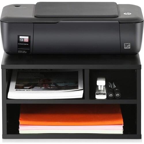 Wood Printer Stands With Storage Space Desk Organizers For Home & Office Black Printer Desk Stand Stackable Multifunctional