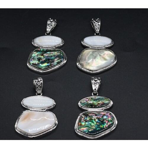 1pcs Natural White Black Abalone Shell Charms Pendants For Jewelry Accessory Earring Necklace Women Accessories Size 45x51mm