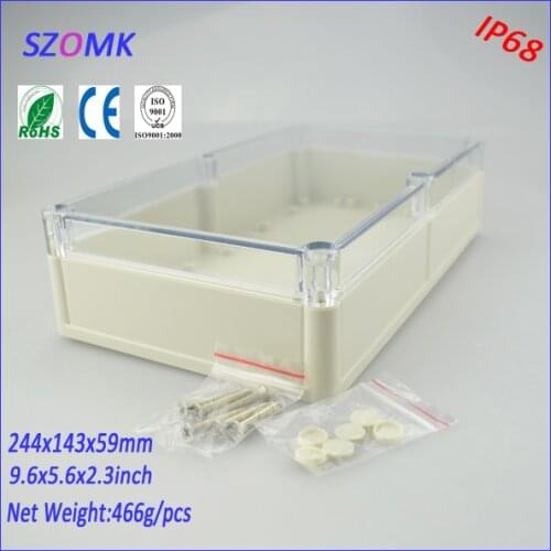 Transparent cover plastic box (1 pcs)244*143*59mm ip68 abs enclosure distribution box plastic enclosure electronic case