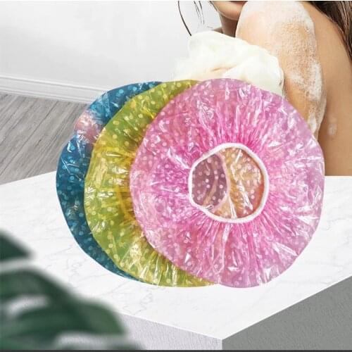 3/10pcs Clear Disposable Plastic Shower Caps Large Elastic Thick Bath Women Spa Bathing Accessory Hair Cap Shower Cap