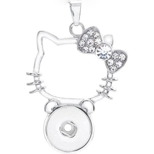 Rhinestones 192 Cat Ginger 18mm Snap Button Jewelry Pendants Necklace Interchangeable Charm Jewelry For Women gift