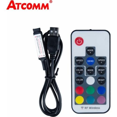 5V-24V USB RGB LED Controller RF IR 3 17 24 Key RGB LED Dimmer 4 Pin USB Interface Apply To 5050 2835 3528 RGB USB LED Strip