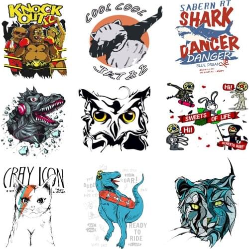 Iron on Transfer for Clothing Thermoadhesive Patches Stickers Diy Animal Patch for Clothes Appliques Textile Vinyl Stripe Rock C
