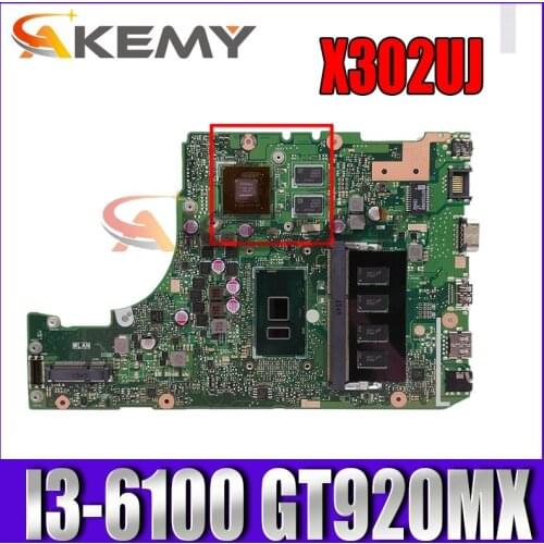 X302UJ I3-6100 CPU 4G RAM GT920MX 2GB mainboard For ASUS X302U X302UJ X302UA/UJ laptop motherboard 90NB0BM0-R00020 Tested