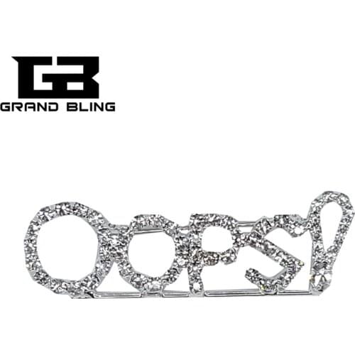 Funny Glint Crystal Saying Word Lapel Pin "Oops!" Unique Brooch Jewelry Gift Showing Your Show Personality