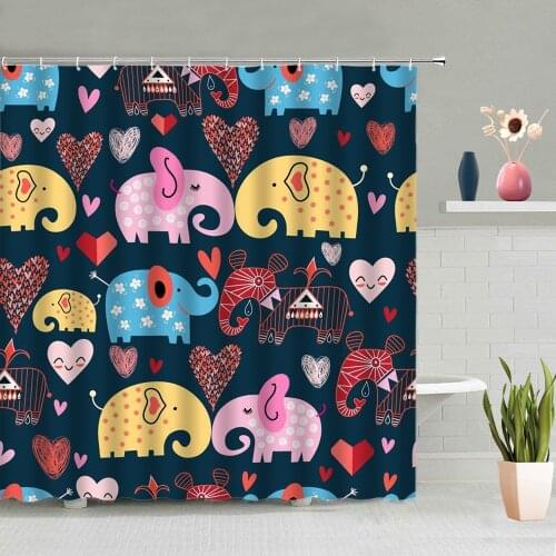 Cartoon Animal Panda Cat Shower Curtain Owl Elephant Yellow Duck Children Bathroom Accessories Set Waterproof Home Decor Cheap