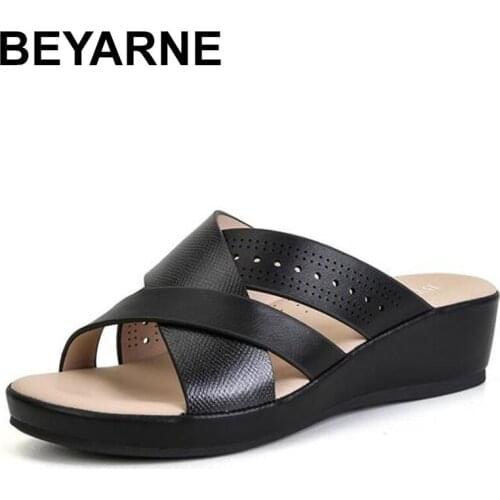 BEYARNE Summer Slippers For Women Flat Sandals Ladies Slip-On Flip Flops Peep Toe Casual Slippers Soft Female Sandalias Mujer