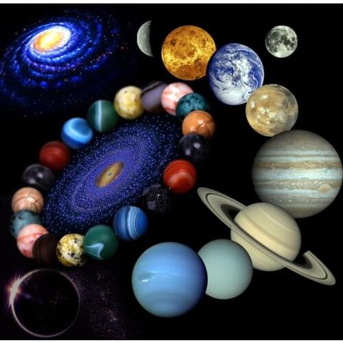 10mm Natural Stone Universe Galaxy Star Beaded Bracelet Astronomical Solar System for Men Women Healing Jewelry