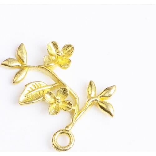 10pcs 14x18mm Metal Brass Gold KC Gold Silver Plated Leaf Flowers Charms Pendant DIY Hair Accessories For Jewelry Making