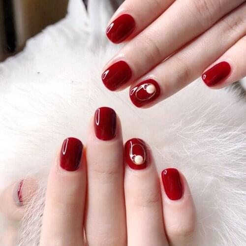 24pcs Fake Nails Gradient Star False Nails Press on Nails Coffin Nail Tips Pearl Artifical Nails Rhinestone French Tips Nail Art