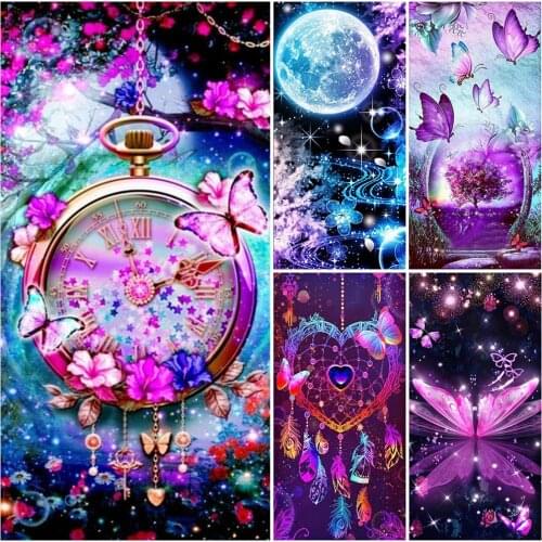 5D Full Drill Diamond Painting Butterfly Diamond Embroidery Scenery Mosaic Flower Rhinestones DIY Wall Art Porch Decoration Gift