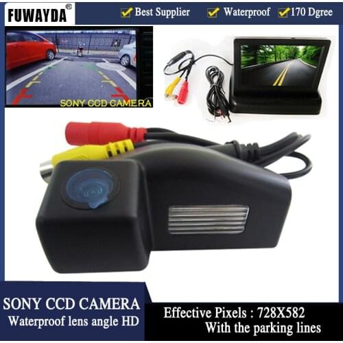 FUWAYDA SONY CCD HD Video Auto Parking Car rear-view camera 4.3 inch monitor+ car Camera parking lines for Mazda 2 / Mazda 3