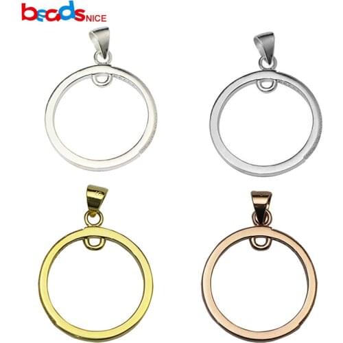 Beadsnice sterling silver round jewelry accessory pendant charms 925 sterling silver diy finding for necklace ID 33508