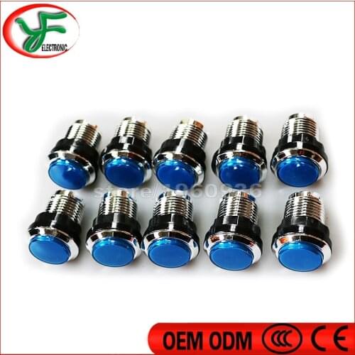 Free shipping 5pcs/lot Arcade Start Push Button with microswitch for CHROME Plated LED illuminated push button 12v LED
